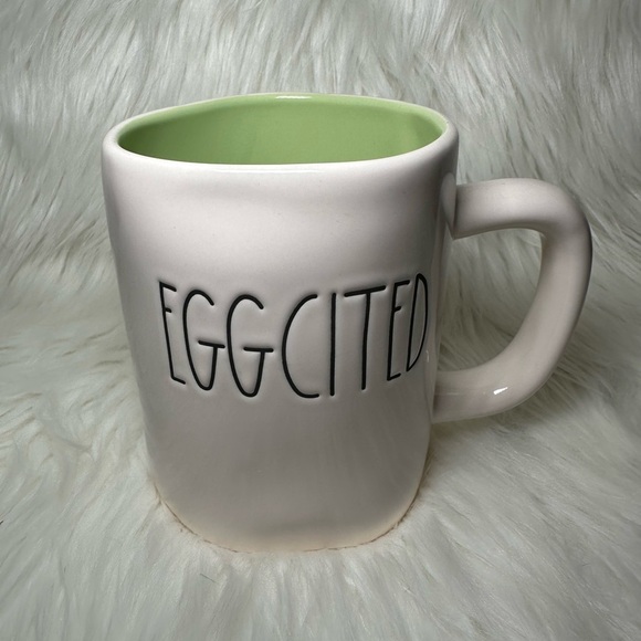 Rae Dunn Other - Rae Dunn Eggcited White and Green Mug